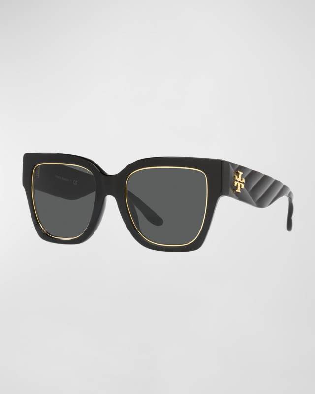 Golden Rim Square Acetate Sunglasses